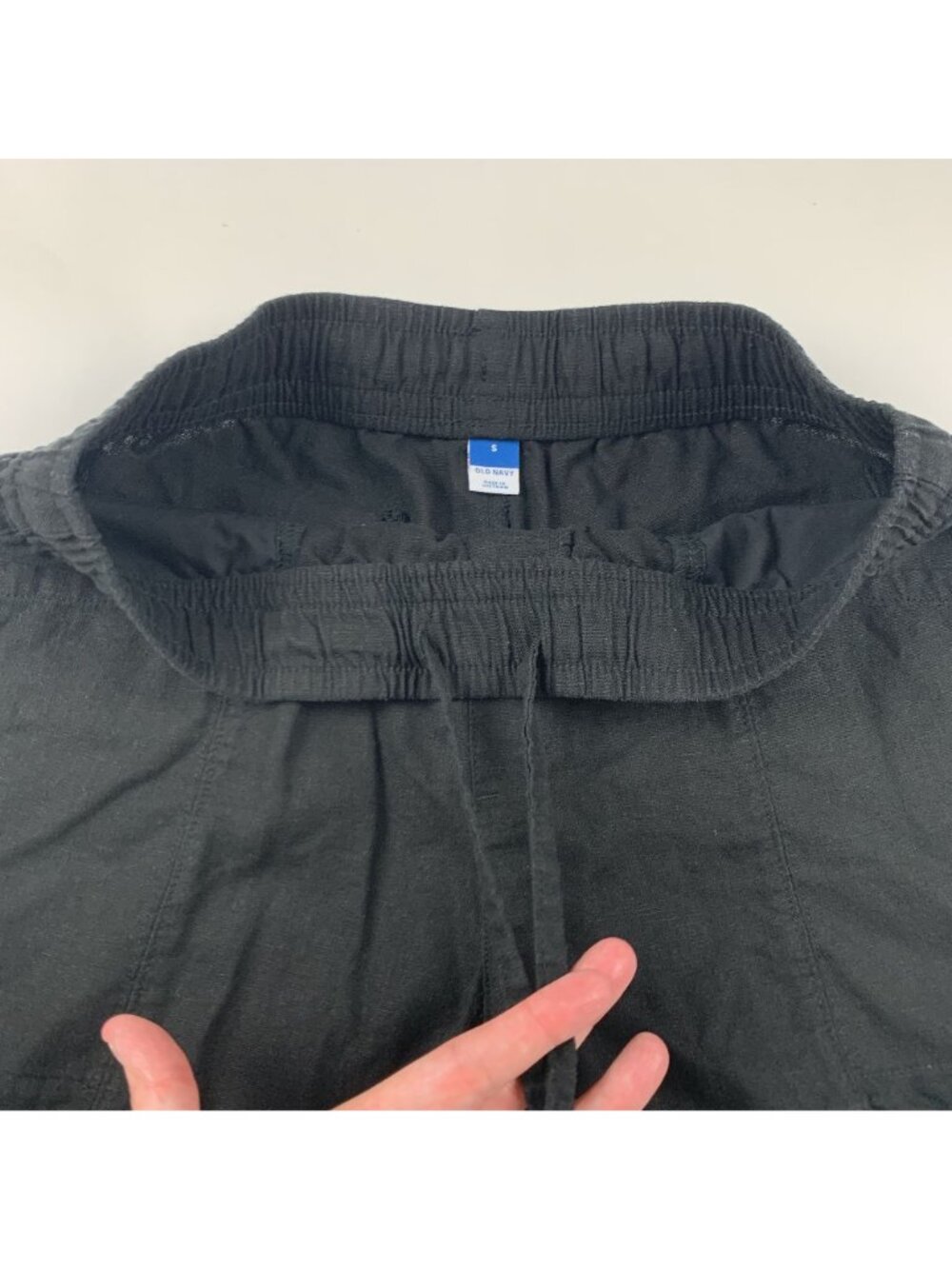 Old Navy Black Linen Blend High Rise Pull On Shorts S - Picture 2 of 5